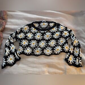 Crochet Knit Cropped Sweater